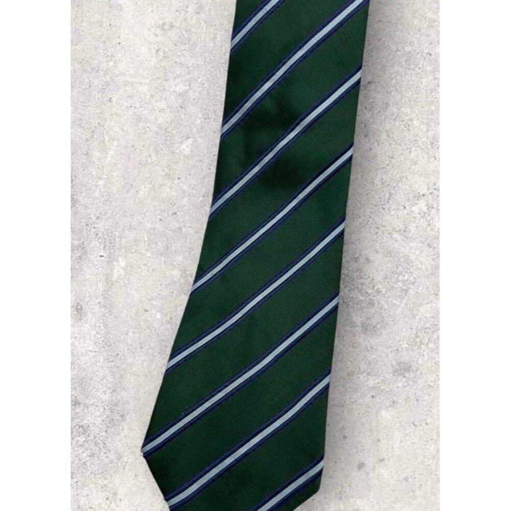 KITON 7fold Silk Tie ITALY XL Green Blue Striped W:3.7" EUC - Picture 6 of 6
